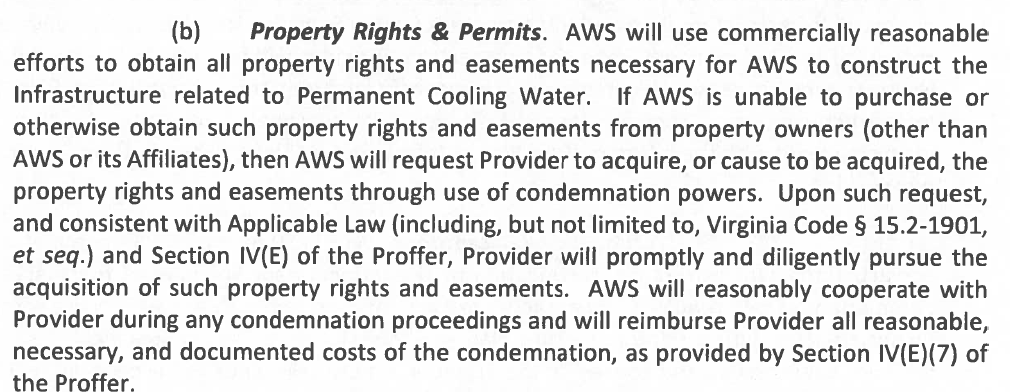 Scanned agreement excerpt: Section 1.1(b): voluntary acquisition, condemnation requests and reimbursement.