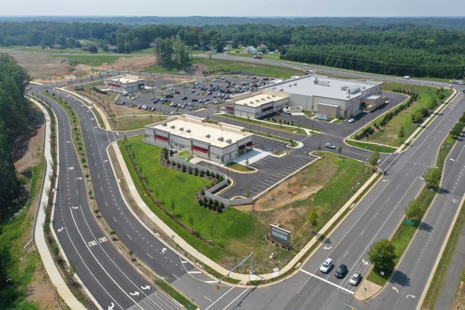 Aerial view of the existing Publix-anchored development at Embrey Mill in Stafford County